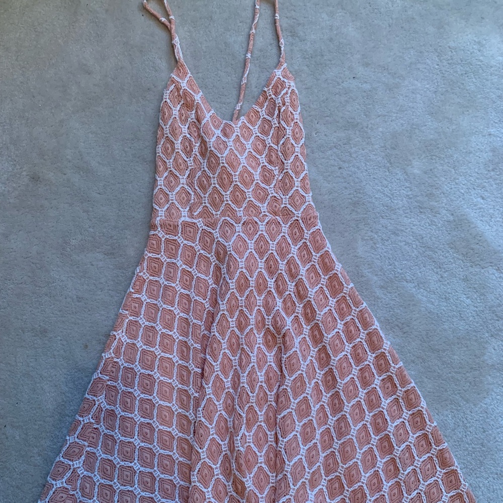 Urban Outfitters peach and white patterned dress